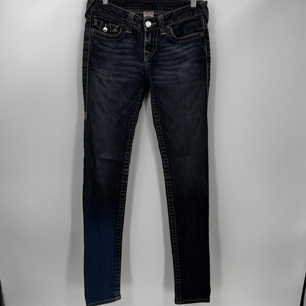 True Religion Womens Skinny Jeans Blue‎ Size 28 Dark Wash USA Made